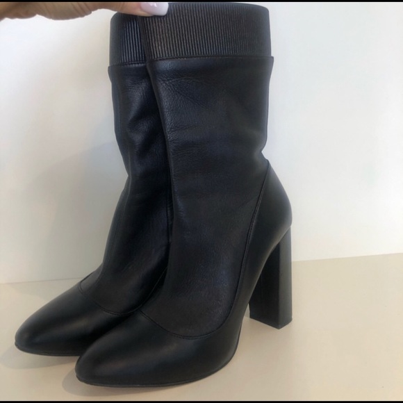 ZARA HIGH HEEL BLACK STRETCH ANKLE/CALF BOOT - Picture 5 of 7